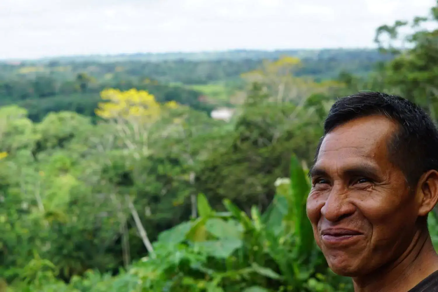 Image with a natural background and a man smiling